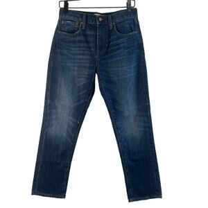 Madewell Womens Straight Leg Crop Jeans High Rise Med Wash 100% Cotton 25